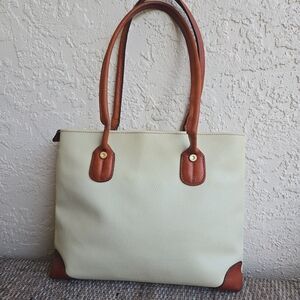 Bric’s Made in Italy cream leather tote with brown trim
